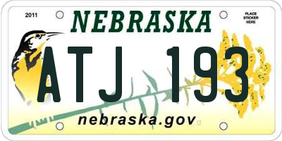 NE license plate ATJ193