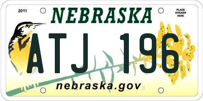 NE license plate ATJ196
