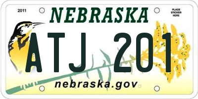 NE license plate ATJ201