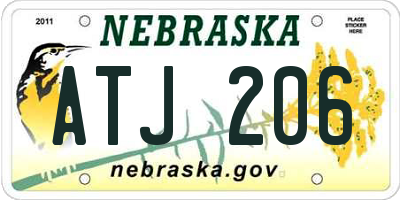 NE license plate ATJ206