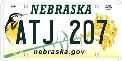 NE license plate ATJ207