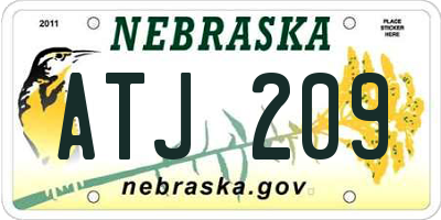 NE license plate ATJ209