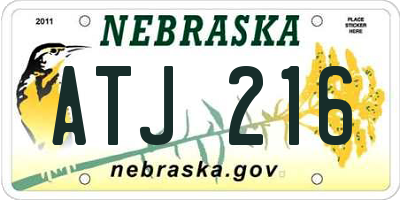 NE license plate ATJ216