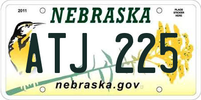 NE license plate ATJ225