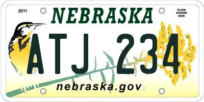 NE license plate ATJ234