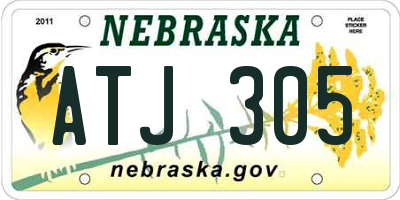 NE license plate ATJ305