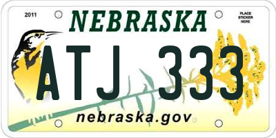 NE license plate ATJ333