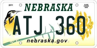 NE license plate ATJ360
