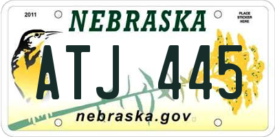NE license plate ATJ445