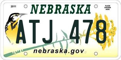 NE license plate ATJ478