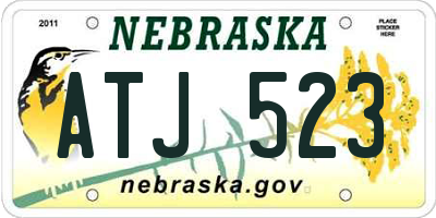 NE license plate ATJ523