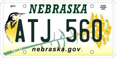NE license plate ATJ560