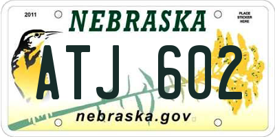 NE license plate ATJ602