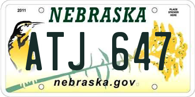 NE license plate ATJ647