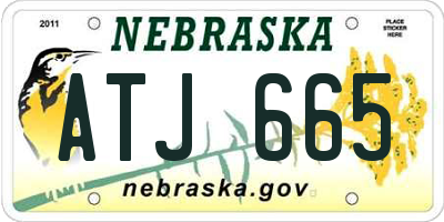 NE license plate ATJ665
