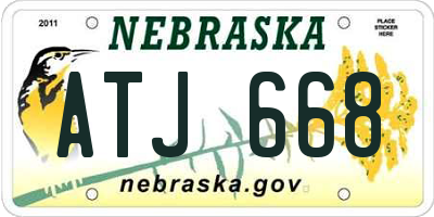 NE license plate ATJ668