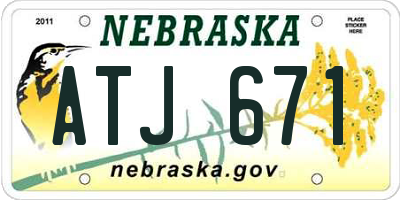 NE license plate ATJ671