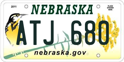 NE license plate ATJ680