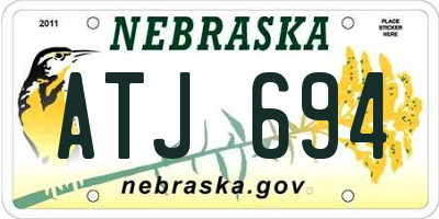 NE license plate ATJ694