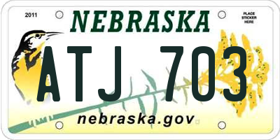 NE license plate ATJ703