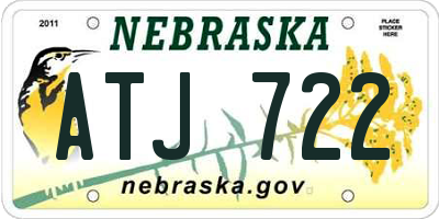 NE license plate ATJ722