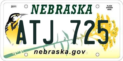 NE license plate ATJ725