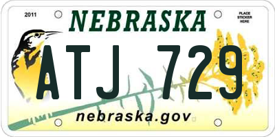 NE license plate ATJ729