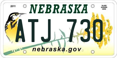 NE license plate ATJ730