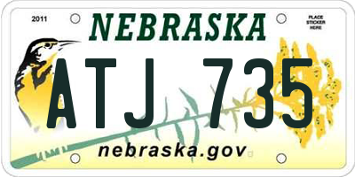 NE license plate ATJ735