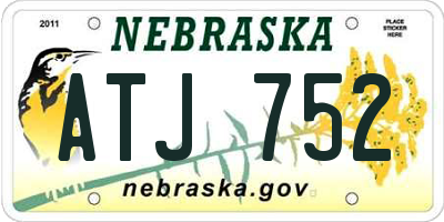 NE license plate ATJ752