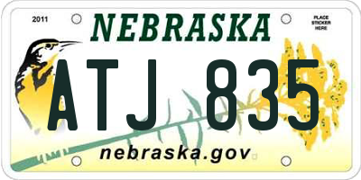 NE license plate ATJ835