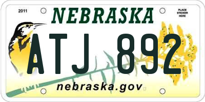NE license plate ATJ892