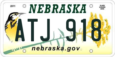 NE license plate ATJ918