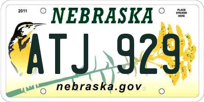 NE license plate ATJ929