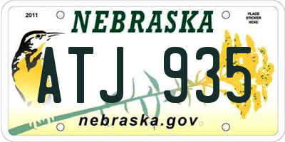 NE license plate ATJ935