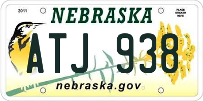 NE license plate ATJ938