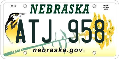 NE license plate ATJ958