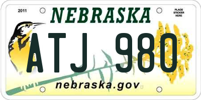 NE license plate ATJ980