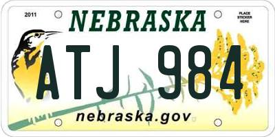NE license plate ATJ984