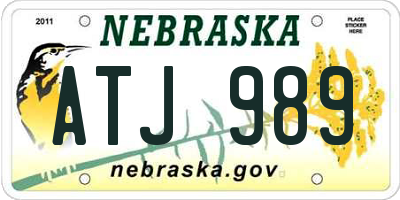 NE license plate ATJ989