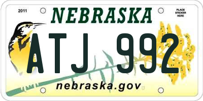 NE license plate ATJ992