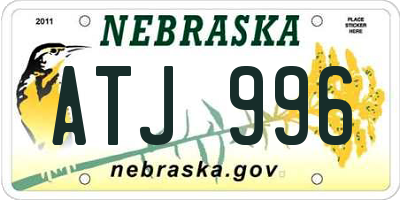 NE license plate ATJ996