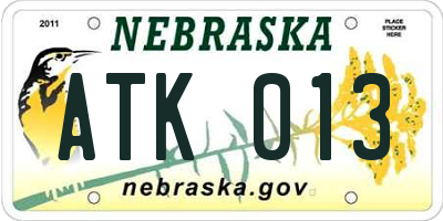 NE license plate ATK013