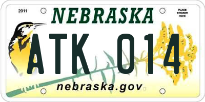 NE license plate ATK014