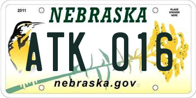 NE license plate ATK016