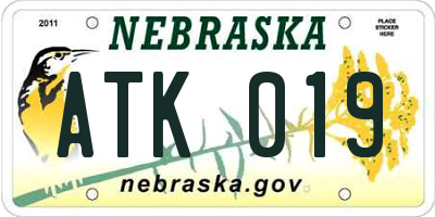 NE license plate ATK019