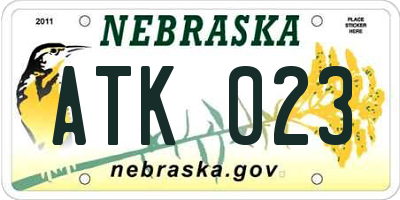 NE license plate ATK023