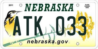 NE license plate ATK033