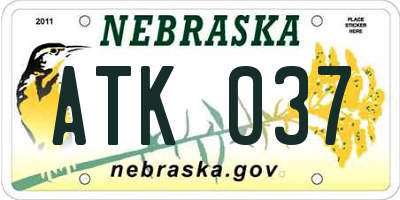 NE license plate ATK037