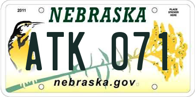 NE license plate ATK071